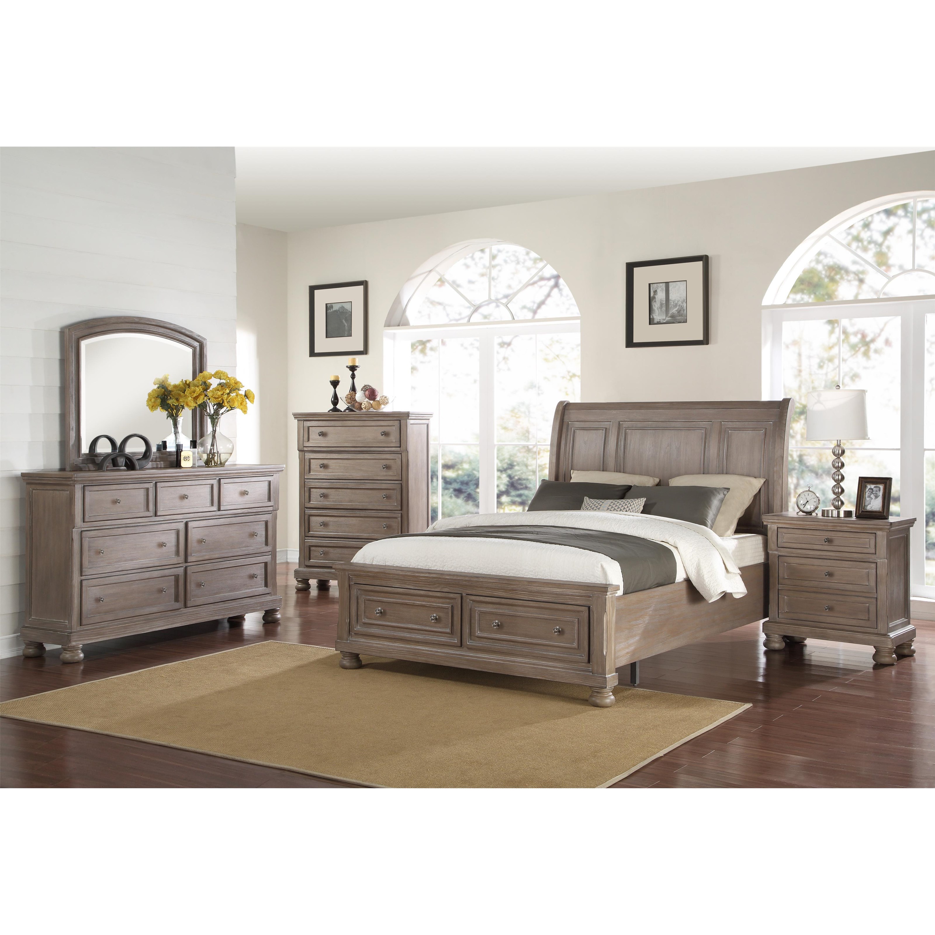 New Classic Allegra 3 Piece Bedroom Set Includes King Bed, Dresser